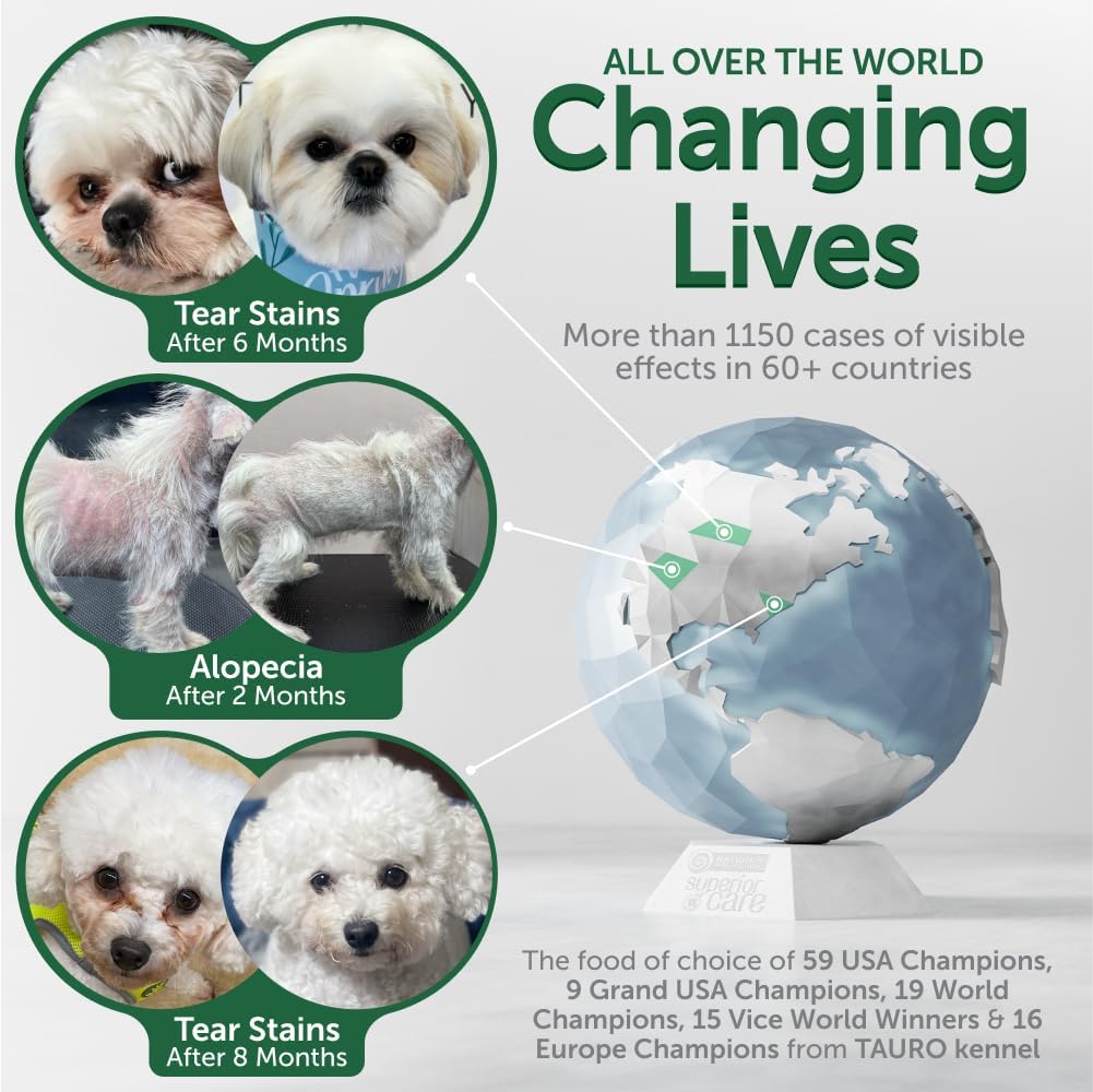 Nature's Protection Dry Dog Food for Puppy & Adult - High Protein, Grain Free Tear Stain Formula - Dog Kibble for Small, Medium & Large Breed with Light Coat (Superior Care - White Fish, 22 lb)