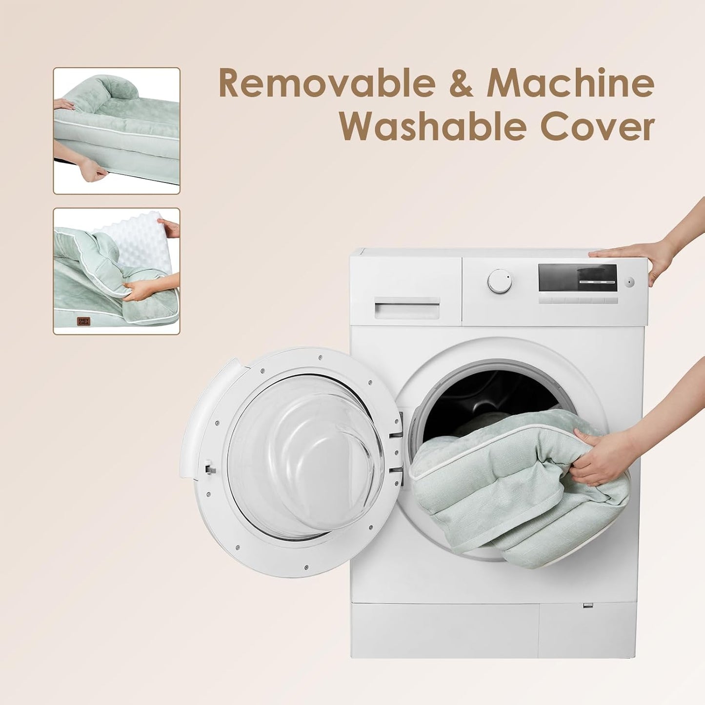 EHEYCIGA Orthopedic Large Dog Bed, Waterproof Memory Foam, Non-Slip Bottom, Sage Green, 35"L x 22"W x 6.5"Th