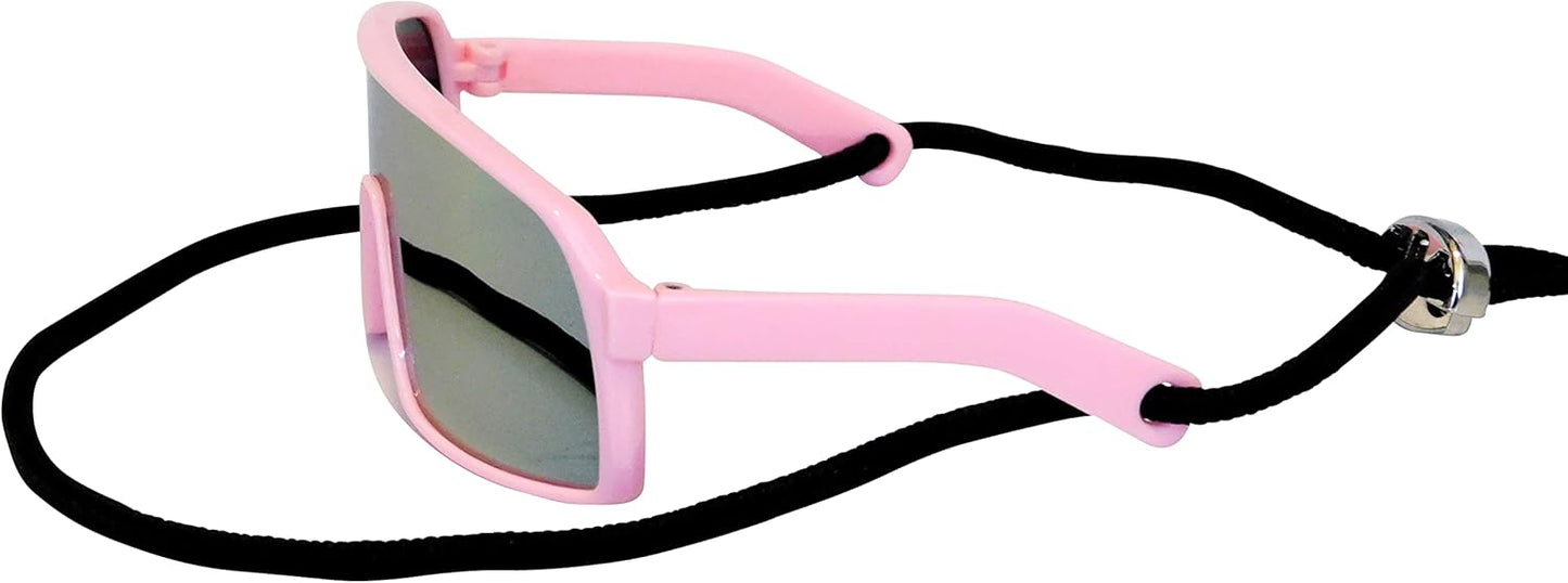 G029 Dog Cat Pet Sports Turbo Small Sunglasses for Toy Breeds 8-18lbs (Sport Turbo Pink-Pink Mirror)