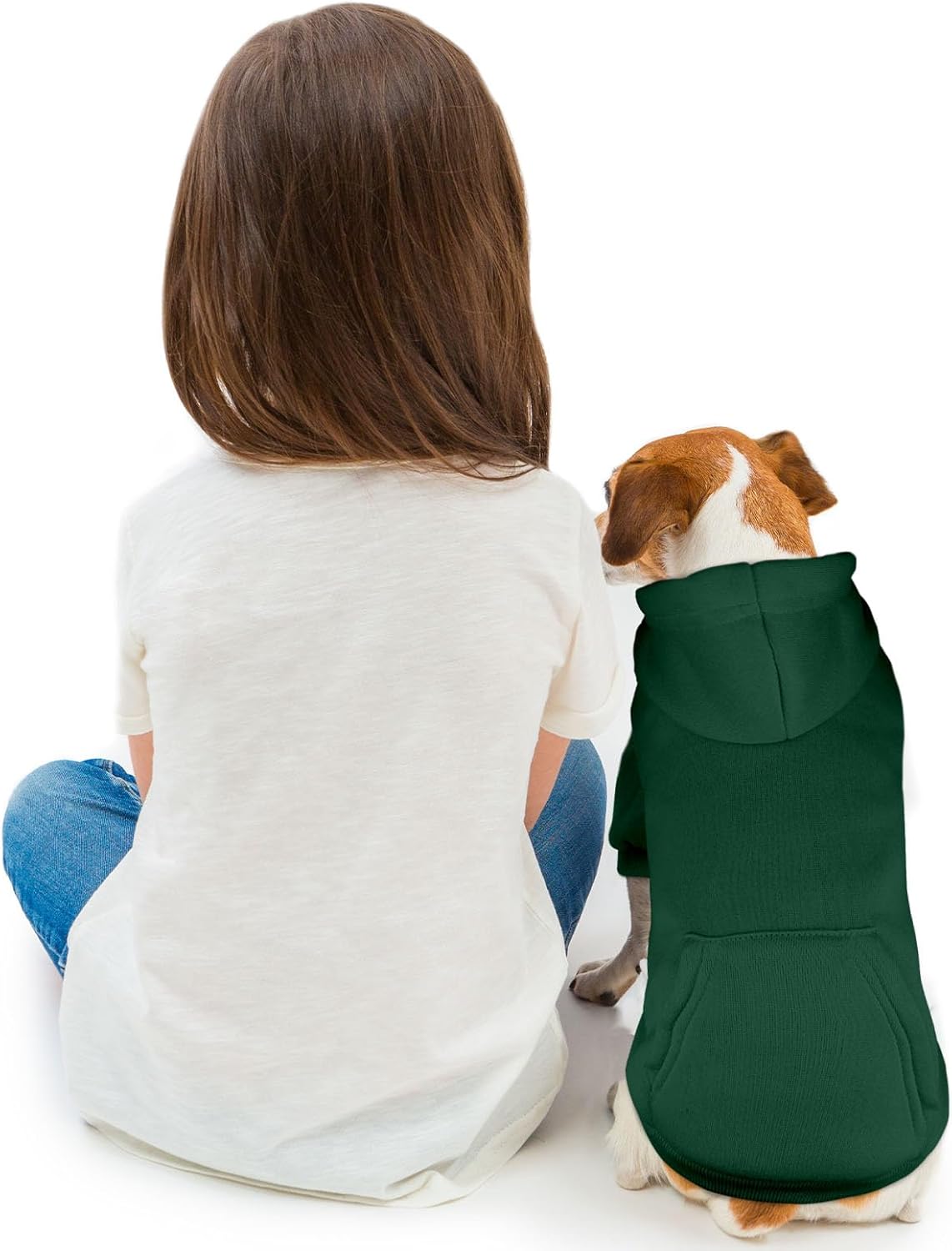 Dog Sweaters for Medium Dogs Dog Hoodie Pet Sweater Solid Soft Brushed Fleece Pet Clothes Hoodie Sweatshirt with Pocket(Green-M)