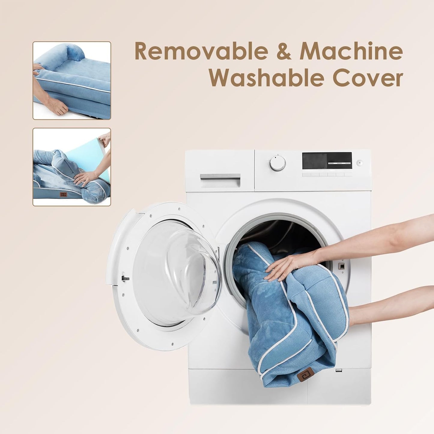 EHEYCIGA Orthopedic Dog Bed for Small Dogs, Waterproof Memory Foam Small Dog Beds with Sides, Non-Slip Bottom and Egg-Crate Foam Medium Pet Couch Bed with Washable Removable Cover, Washed Blue