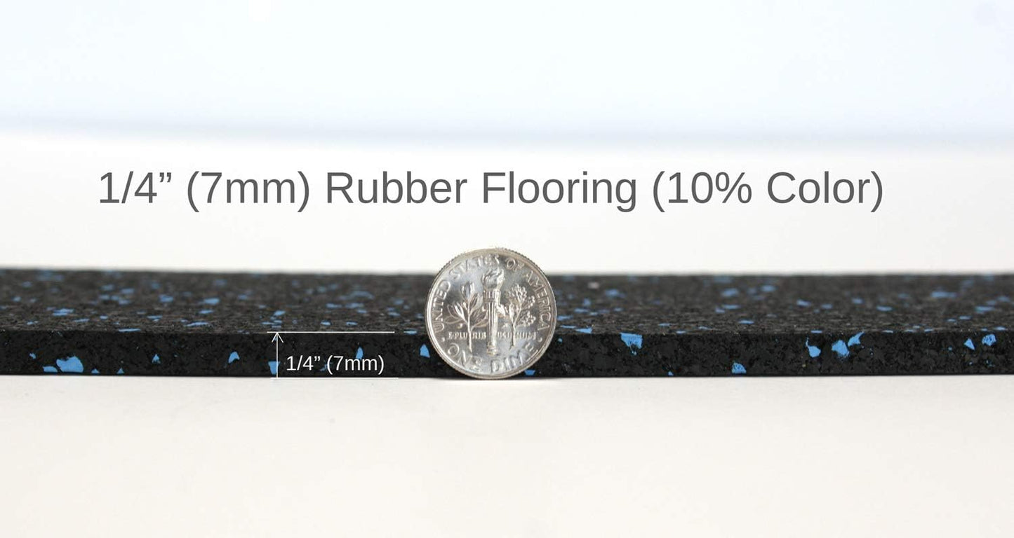 American Floor Mats 1/4in (7mm) Thick 10% Mocha 4' x 15' Heavy Duty Rubber Rolls, Protective Exercise Mats, Home Gym Rubber Flooring