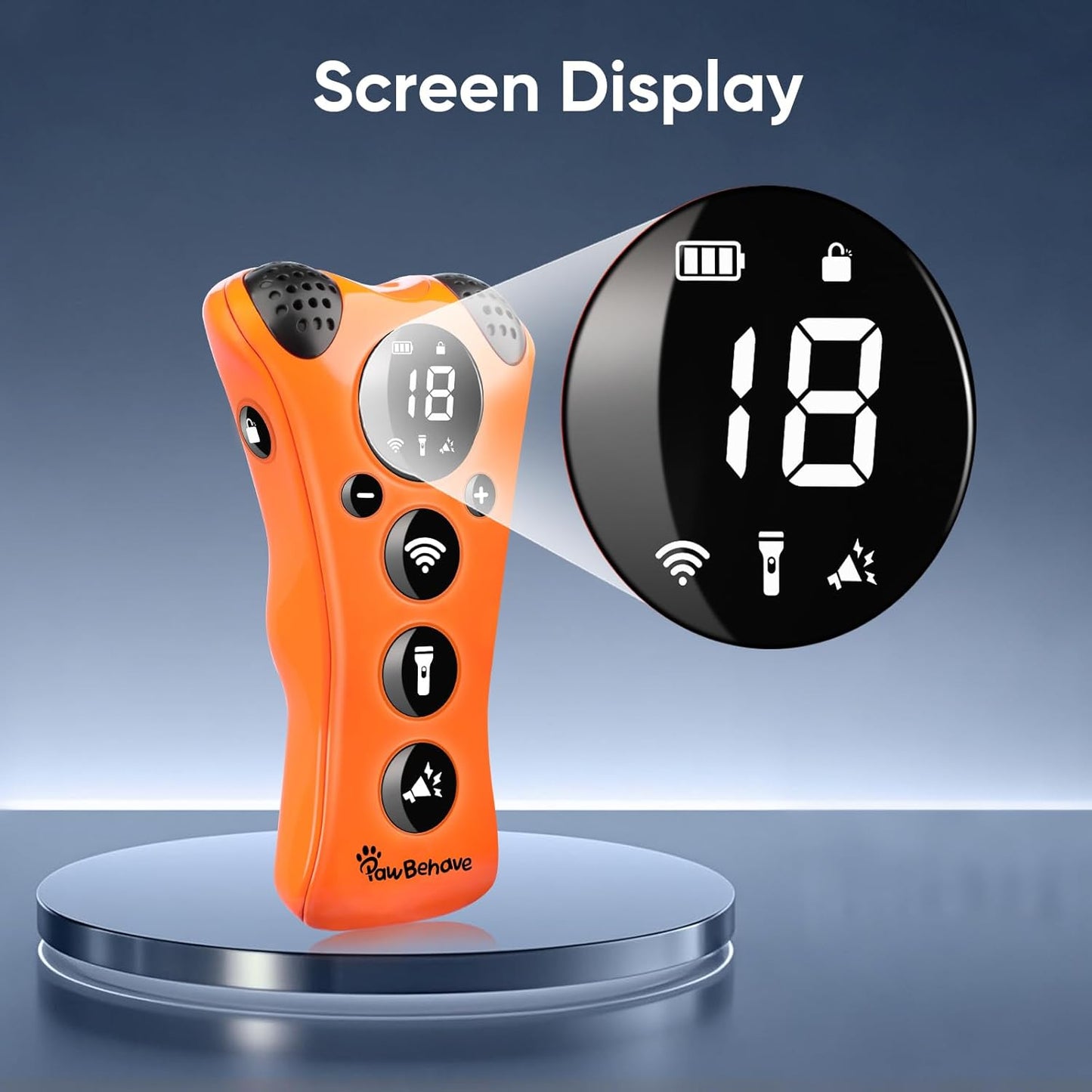 Adjustable Ultrasonic Dog Trainer β World's First Variable Frequency Pet Behavior Corrector with 10 Level Ultra Sound, 18 Dog Whistles, Anti-Bark Flashlight, Humane Dog Deterrent (Orange)