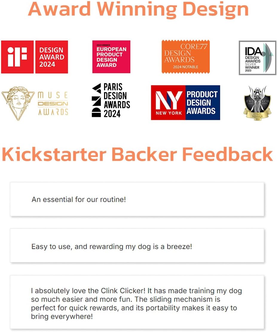 Clink Design Clicker Dog Trainer & Dog Treat Pouch Alternative, Puppy Essentials Dual Use 2 in 1 Dog Clicker for Training - Durable, Light (2.36 oz), Easy to Clean & Handle, Innovative Design, Black