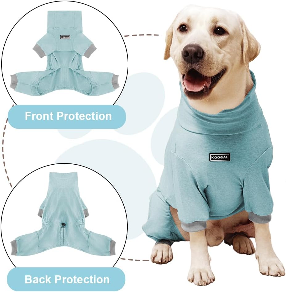 Dog Pyjamas PJS Sweater Clothes and Home Clothing Suitable for Medium to Large Breeds of Dogs, Dog Neutering Suits, Extra-Large Stretch Fabric, Four-Legged Clothes(Thin Blue, 2XL)