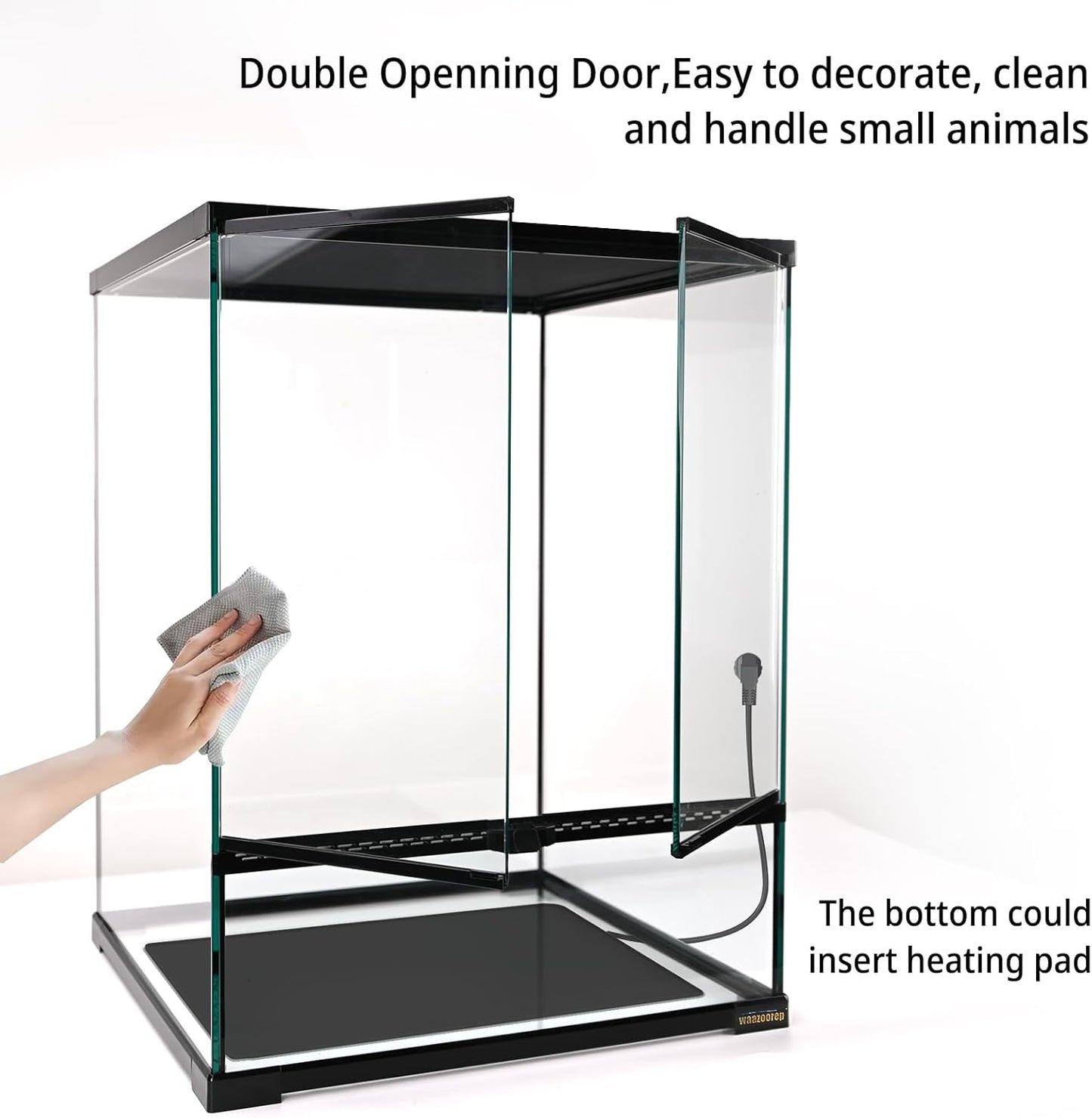 30 Gallon Tall Reptile Glass Tank Terrarium 18"x18"x24" Large Habitat Enclosure for Gecko,Lizard,Chameleon,Frog,Snake,No Install Needed and Come with Tank Background