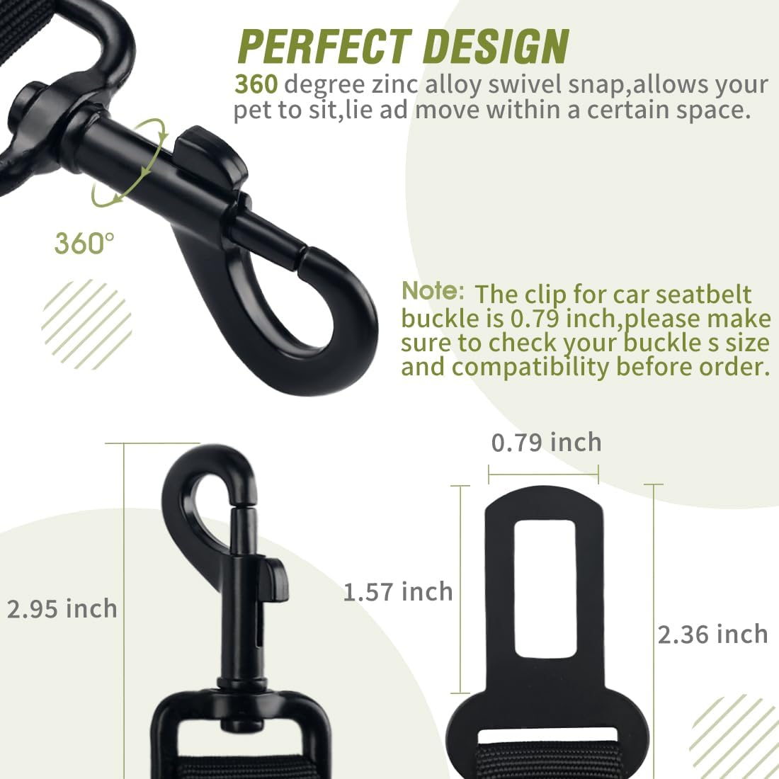 COOYOO Dog Seat Belt,3 Piece Set Retractable Dog Car Adjustable Seatbelts for Vehicle Nylon Pet Safety Heavy Duty & Elastic & Durable Car Harness for Dogs