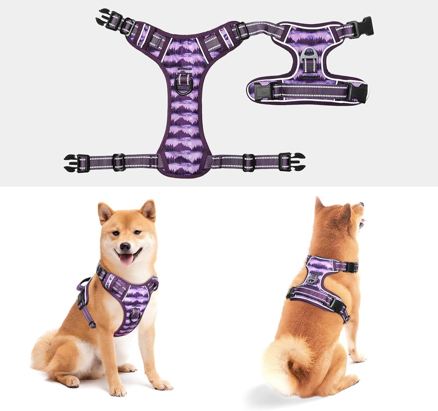 Timos Dog Harness,No-Pull Pet Harness Adjustable Soft Padded Dog Vest,Reflective No-Choke Pet Oxford Vest with Easy Control Handle for X-Large Dogs,Moon Night,XL