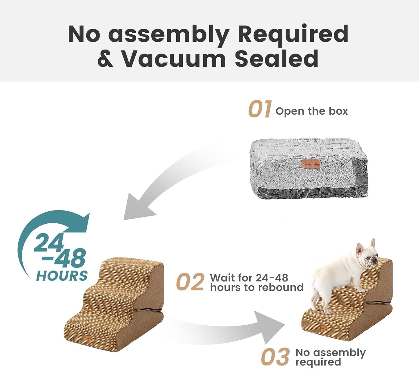 Gardner Pet Dog Stairs for Small Dogs 22.8" H, 5-Step Brown Curved Pet Stairs, Dog Steps for High Bed, Couch (24-30 in) with Durable Non-Slip Waterproof Fabric Cover and CertiPUR-US Certified Foam