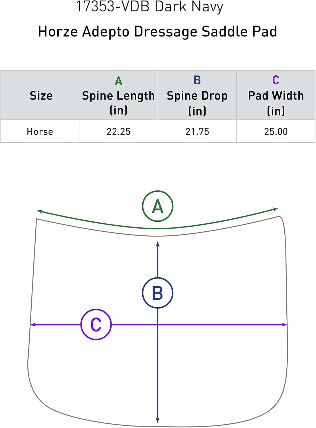 HORZE Adepto Quilted Quick-Dry Dressage Saddle Pad for Horses with Two-Tone Trim