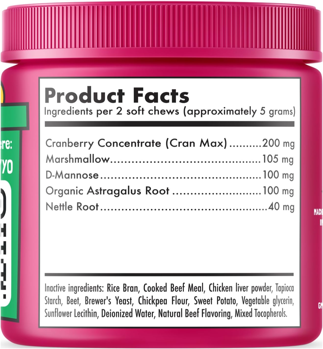 Cranberry UTI Chews for Dogs Bladder Support + D-Mannose Supports Kidney Urinary Tract and Bladder Health Natural Cranberry Wellness Supplement Immune System Booster Natural Pet Antioxidant 120 Chews
