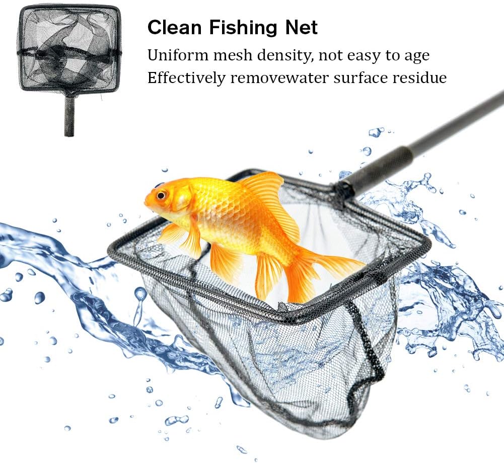 ZRDR Stainless Steel Algae Scraper Aquarium Cleaning Tool for Glass Aquariums, Including Algae Scraper, Sponge Pad, Fish Net, Cleaning Brush, Adjustable Length, Durable, Does Not Hurt The Fish Tank