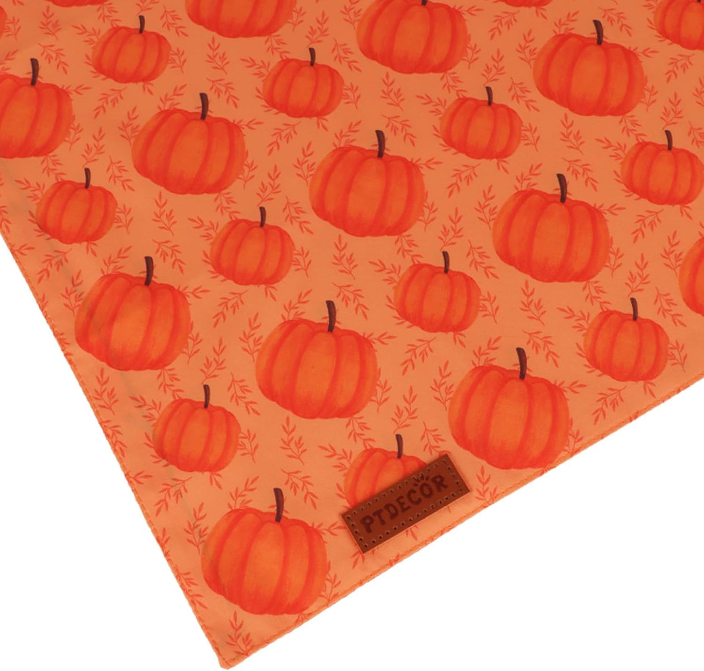 PTDECOR Thanksgiving Fall Dog Bandanas, Orange White Reversible Holiday Pet Scarf, Happy Thanksgiving Pumpkin Triangle Thanksgiving Bandanas for Extra Large Dogs (X-Large)