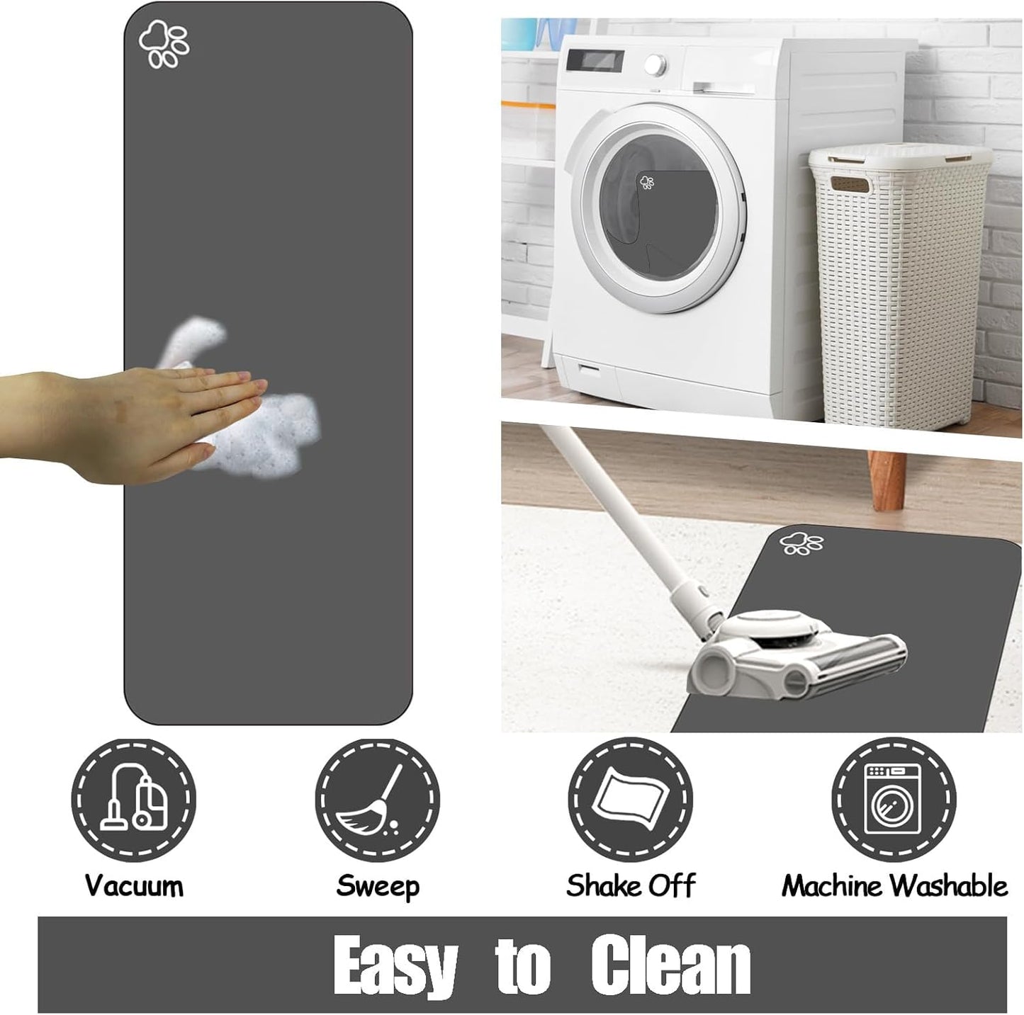 Large Pet Feeding Mat, Absorbent Quick Dry Dog Mat for Food and Water Bowl, Non Skid Cat Bowl Mat, No Stains for Pet Water Dispenser Pet Supplies for Messy Drinkers