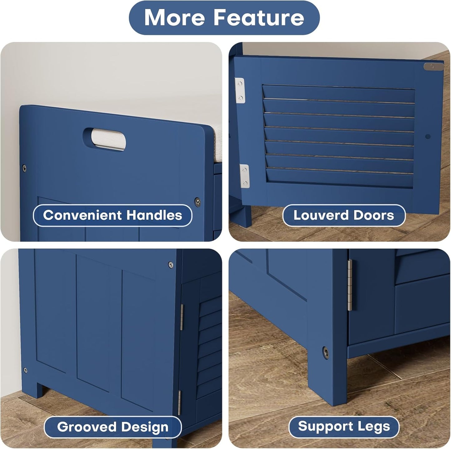 Shoe Storage Bench with Lift Top Storage, Entryway Bench with Cushioned Seat, Adjustable Shelf, 2 Tier Shoe Rack with Doors for Entryway, Bedroom, Hallway, Mudroom, Blue