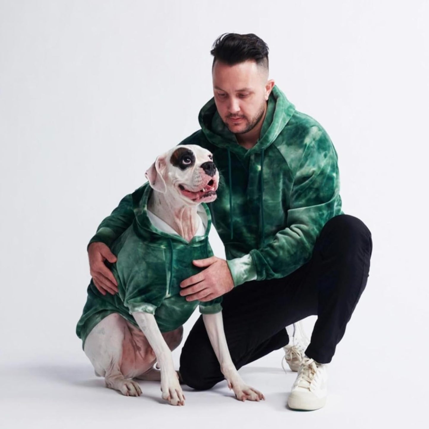 Spark Paws Dog Hoodie – Premium Dog Sweater for Small, Medium, and Large Dogs | Warm Outfits for French Bulldogs, Pitbull, Puppy, Winter Jacket Alternative - Green Skydye, 4XL