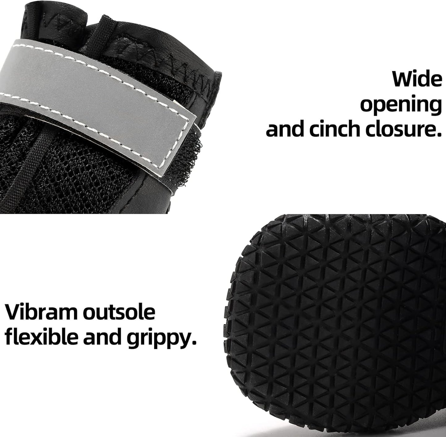 Hcpet Dog Boots for Large Dogs, Dog Shoes for Hot Pavement Winter Snow, Paw Protector Dog Booties Designed for Comfort and Breathability, Outdoor Booties for Small Medium Dogs for Hiking Black Size 2