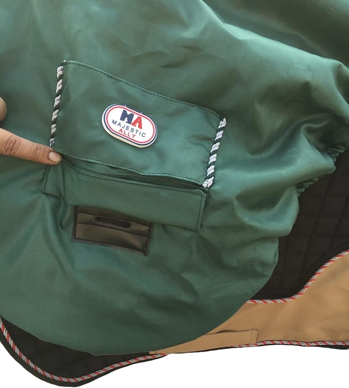 Majestic Ally Nylon Waterproof Fleece Lined Ride On English Saddle Cover-Multiple Color (Hunter Green)