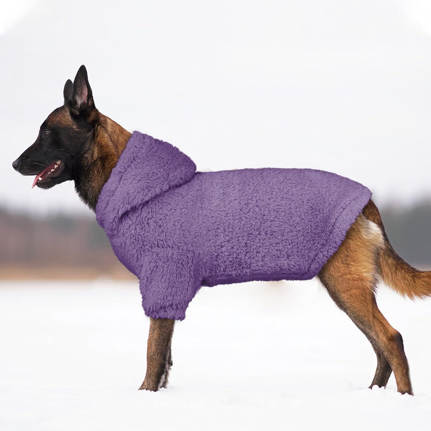 Fuzzy Dog Sweaters for Large Dogs Pet Hoodie Clothes Warm Soft Pet Coats Hooded Sweatshirt Dog Sweaters for Extra Large Dogs(Purple-XL)