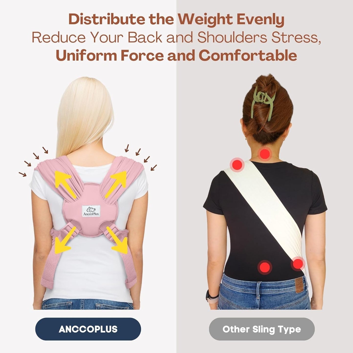 Dog Carriers for Small Dogs, Front Facing Dog Sling Carrier, Hands Free Cat Carrier, Size Adjustable, Reducing Back Pain, Premium Cotton, Safe and Soft Dog Carrier (Plus, Light Pink)