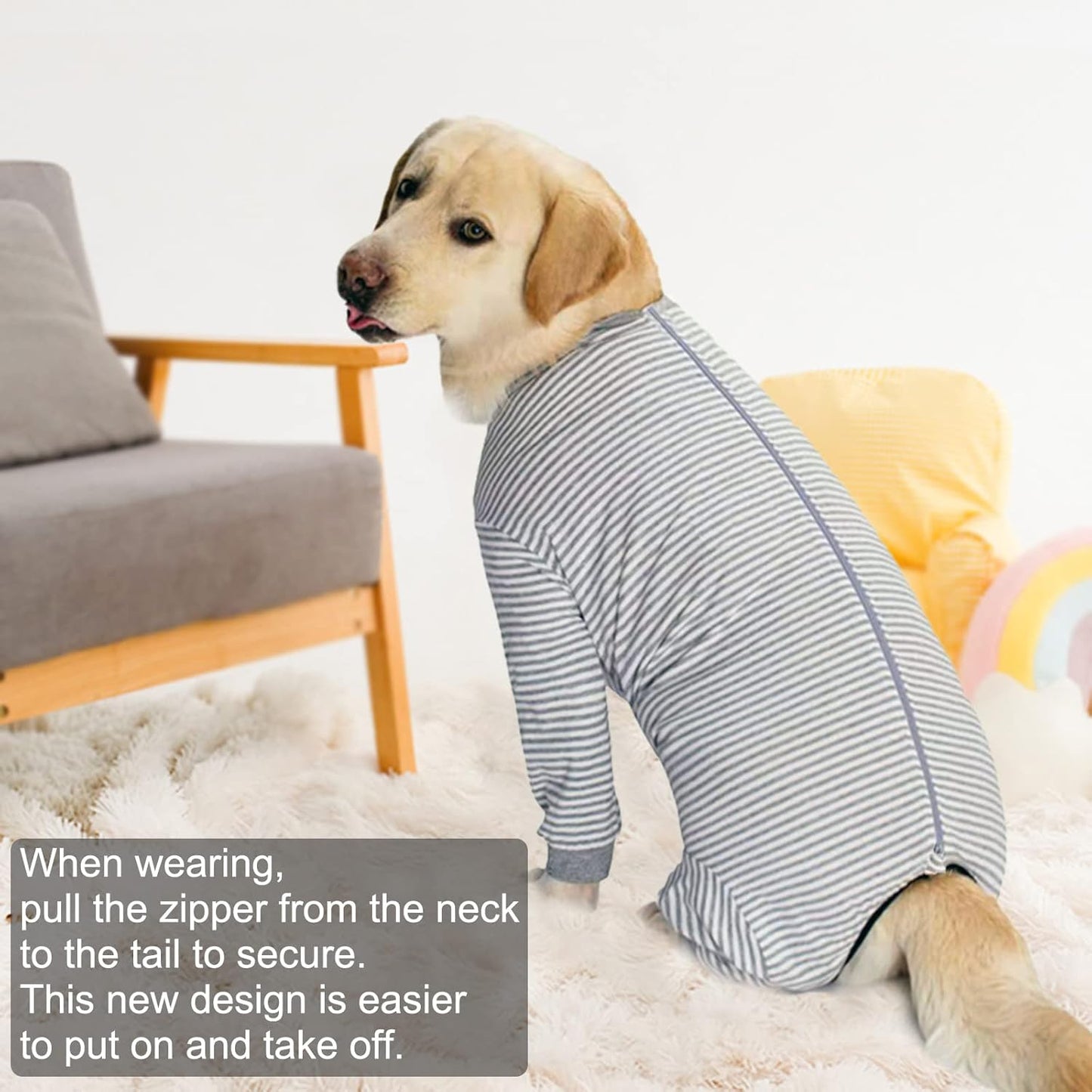 Yeapeeto Dog Onesie Surgery Recovery Suit for Large Medium Bodysuit Dogs Pajamas PJS Full Body for Shedding, Prevent Licking, Wound Protection, Cone Alternative (2XL, Grey)