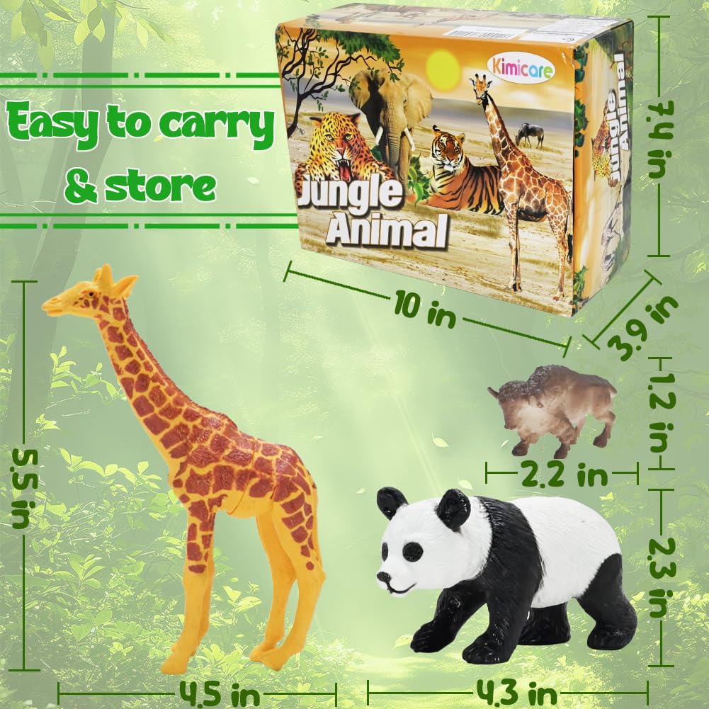 24Pcs Safari & Zoo Animals Figures, Realistic Plastic Animal Toys Set for Kids 1 2 3, Lion, Elephant, Perfect for Play, Education, Baby Shower Decor,Party Supplies Cake Topper