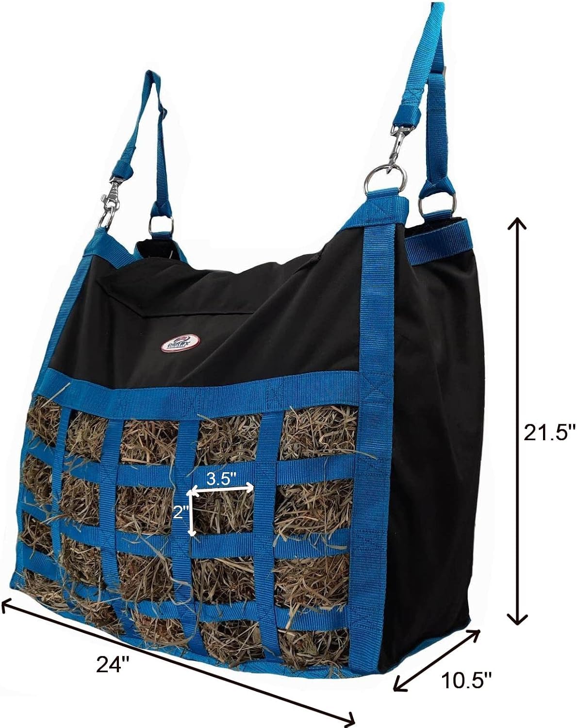 Supreme Slow Feed Top Load Hay Bag with Super Tough Bottom (Black and Turquoise)