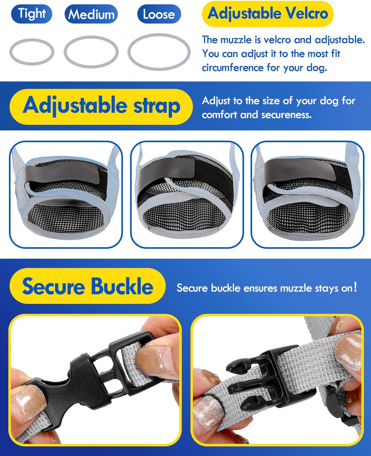 Dog Muzzle, Soft Air Mesh Muzzle for Small Medium Large Dogs Anti Biting Barking Chewing, Breathable Drinkable Adjustable Loop Pets Muzzle for German Shepherd Husky Labrador Retriever (Grey,XL)