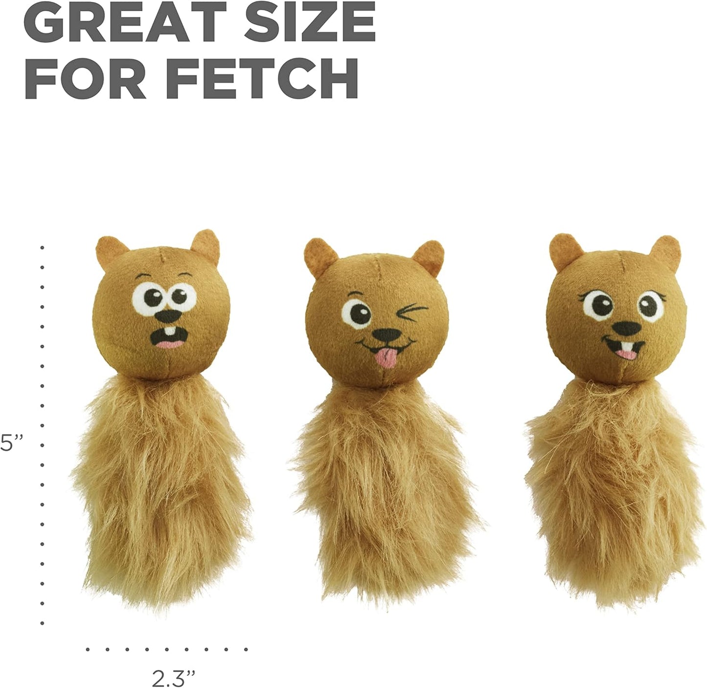 Outward Hound Nina Ottosson Plush Replacement Chipmunk Toys for Snuffle N' Treat Dog Ball Puzzle - 3 Pack