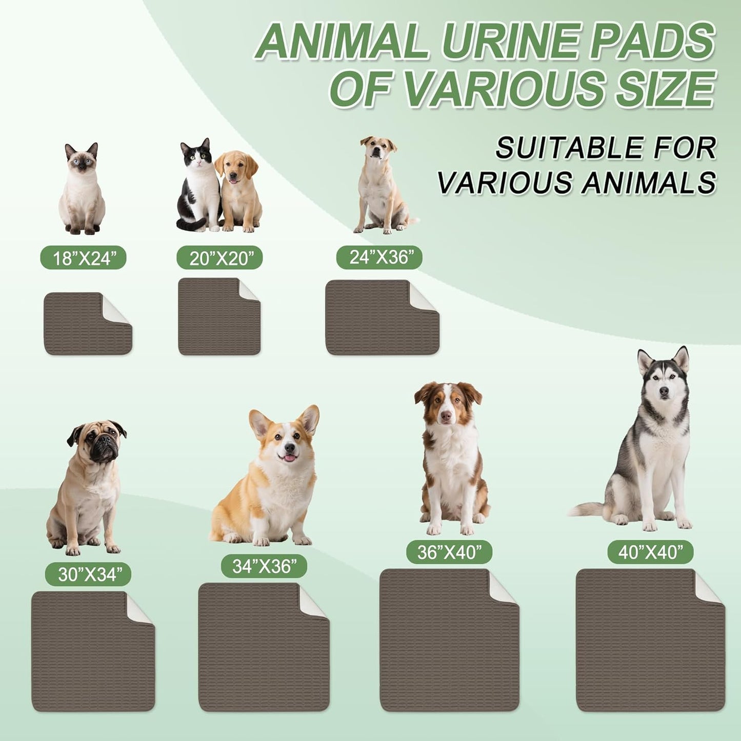 Washable Pee Pads for Dogs, Reusable Puppy Pads Dog Pads, Non-Slip Dog Pee Pads, Leak-Proof Pet Pee Pads Wee Wee Pads for Dogs. (Coffee, 18"x24"(Pack of 2))