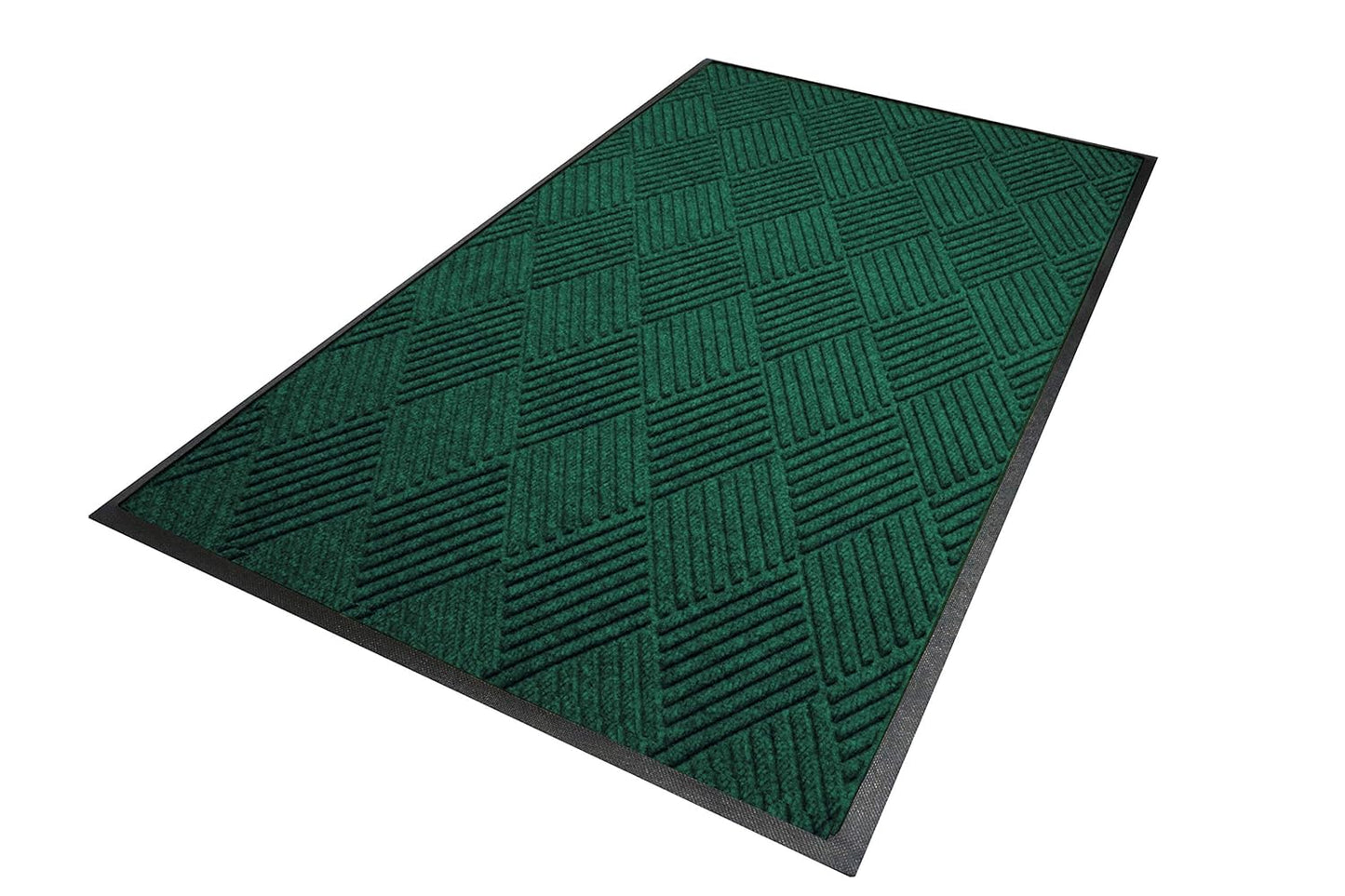 M+A Matting WaterHog Diamond | Commercial-Grade Entrance Mat with Rubber Border – Indoor/Outdoor, Quick Drying, Stain Resistant Door Mat (Evergreen, 6' x 6')