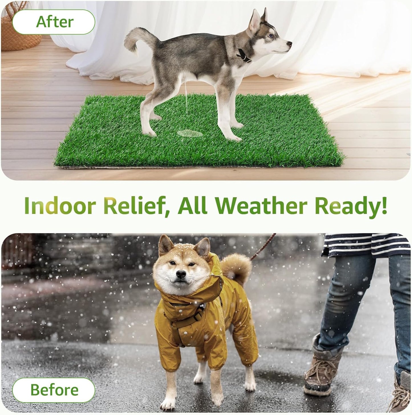 LOOBANI Dog Grass Pee Pads, Artificial Dog Grass Pads for Potty Tray, Fake Grass for Dogs to Pee On, Outdoor Indoor Pee Grass for Dog Potty (55*59 inch)