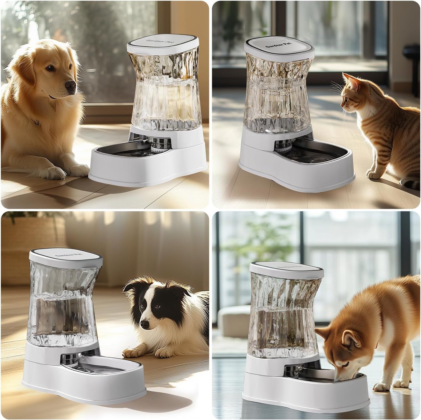 Gardner Pet Automatic Dog Water Dispenser Gravity Stainless Steel Water Waterer Feeder, Large Capacity Water Feeding Bowls for Medium & Large-Sized Dogs Cats Other Pets -(2.1 Gallon)