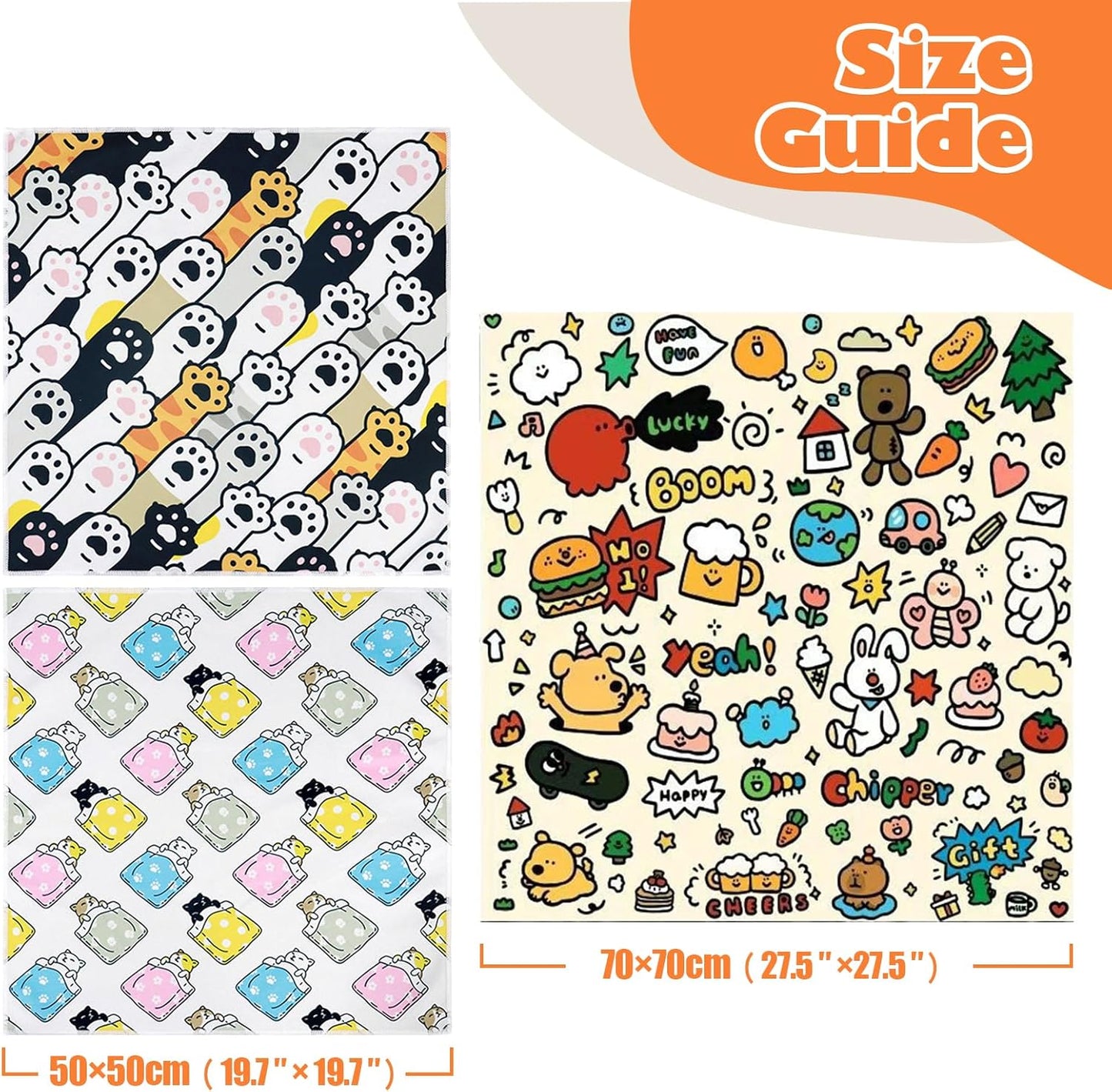 Cat Grooming Wrap, Cat Wrap Self-Adherent, Anti-Scratch Anti-Bite, Anti-Escape Grooming Bag for Cats Nail Clipping, Ear Cleaning, and Teeth Brushing (19.7 × 19.7" Cat Prints)