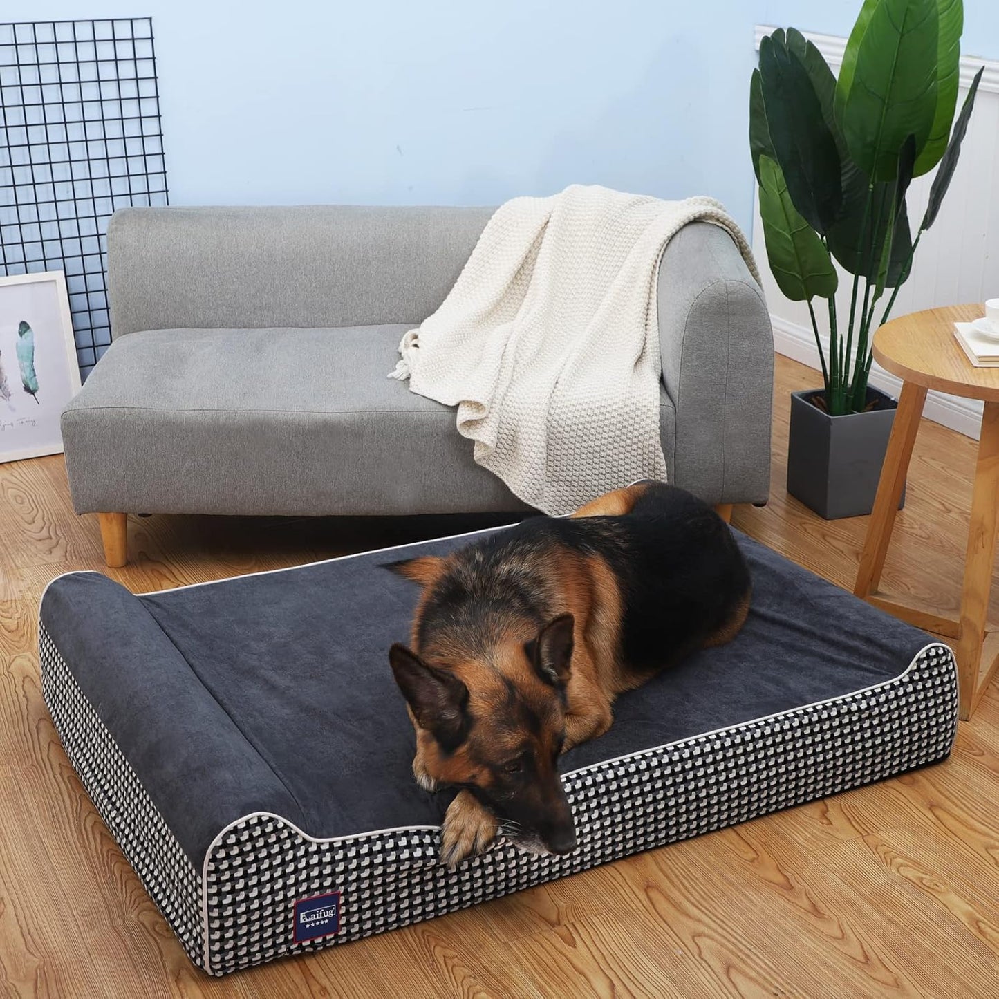 Laifug Orthopedic Memory Foam Extra Large Dog Bed with Pillow and Durable Water Proof Liner & Removable Washable Cover & Smart Design
