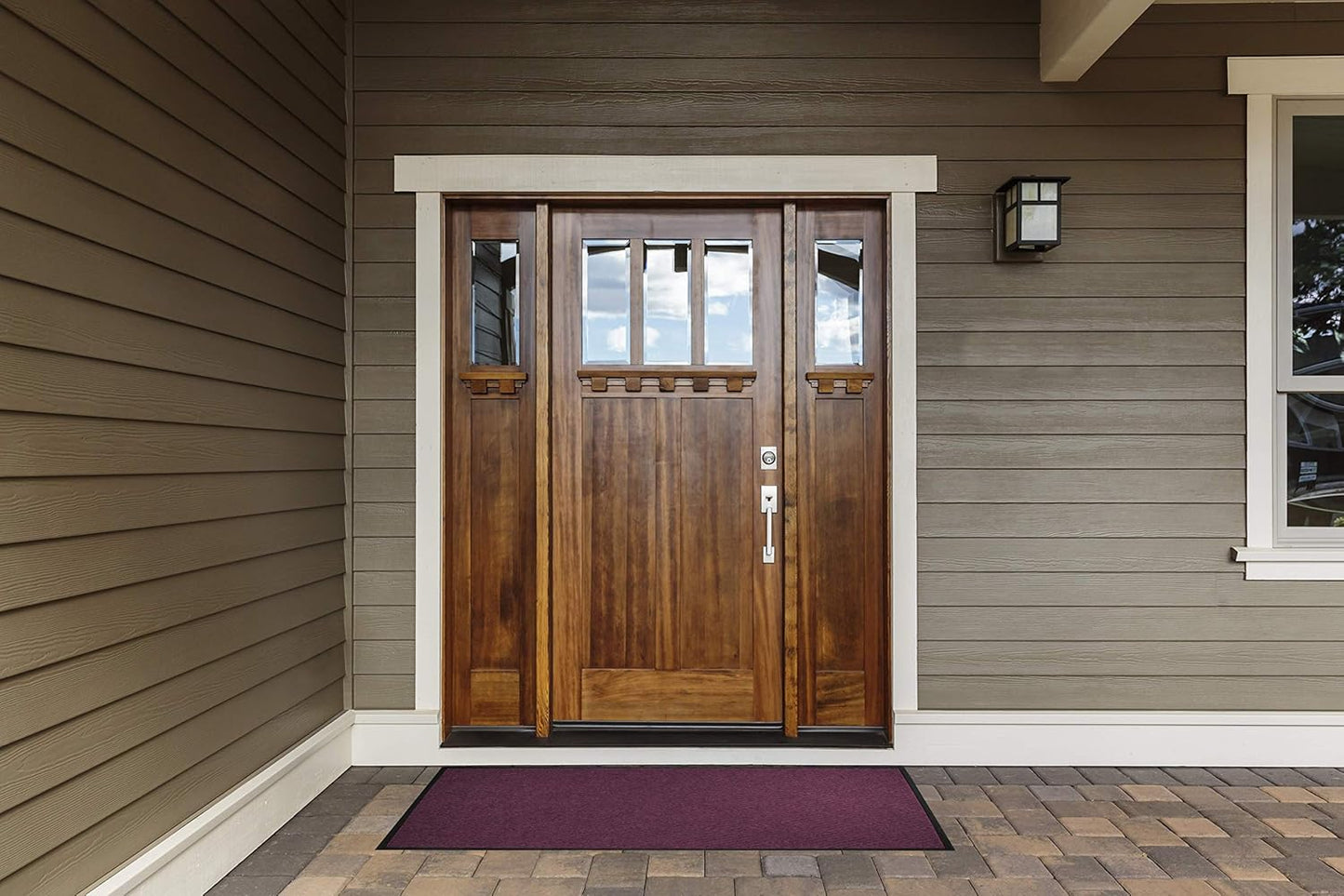 M+A Matting WaterHog Diamond | Commercial-Grade Entrance Mat with Rubber Border – Indoor/Outdoor, Quick Drying, Stain Resistant Door Mat (Bordeuax, 4' x 8')