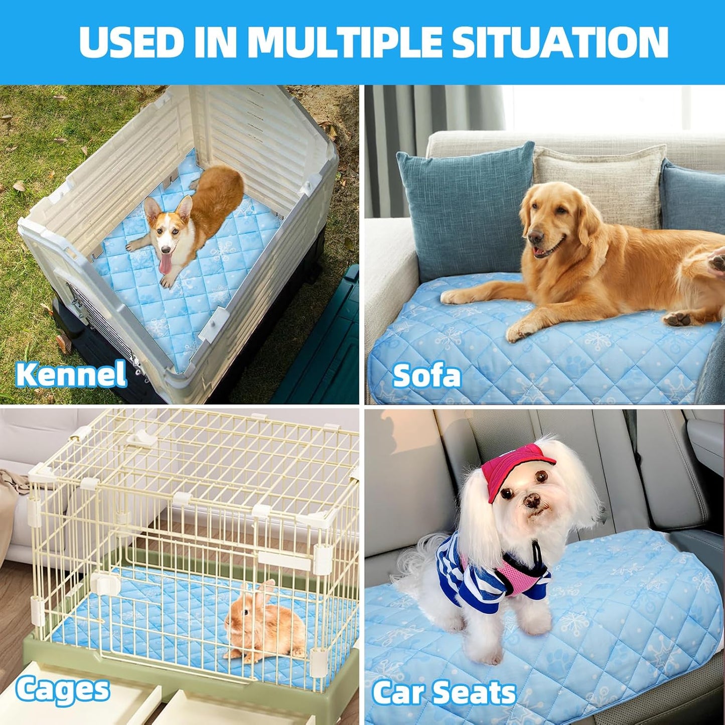 Homimp Dog Cooling Mat,27.5" x 38.5" Thicken Self-Cooling Mat for Dog Large,Internal Waterproof& Endothermic,Washable Pet Ice Cool Pad Blanket,Pet Sleeping Pad for Indoor Outdoor in Summer, Non-Toxic