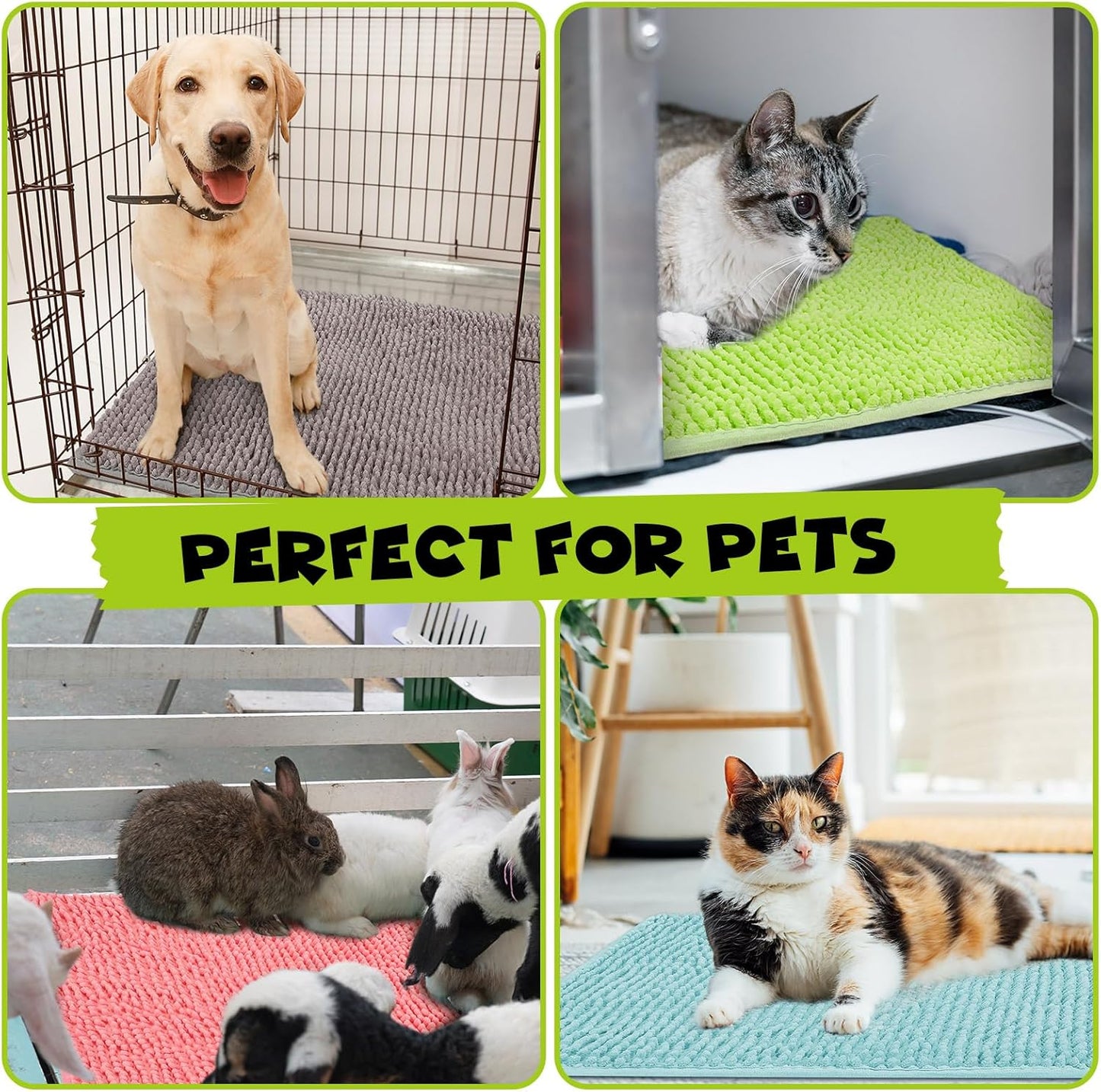 Barydat 8 Pcs Guinea Pig Cage Liner for Guinea Pig Cage Bedding Reusable Rabbit Mat Pad Washable Training Pad Animal Sleeping Bedding Mat(24x16'',Gray, Green, Pink, Blue)