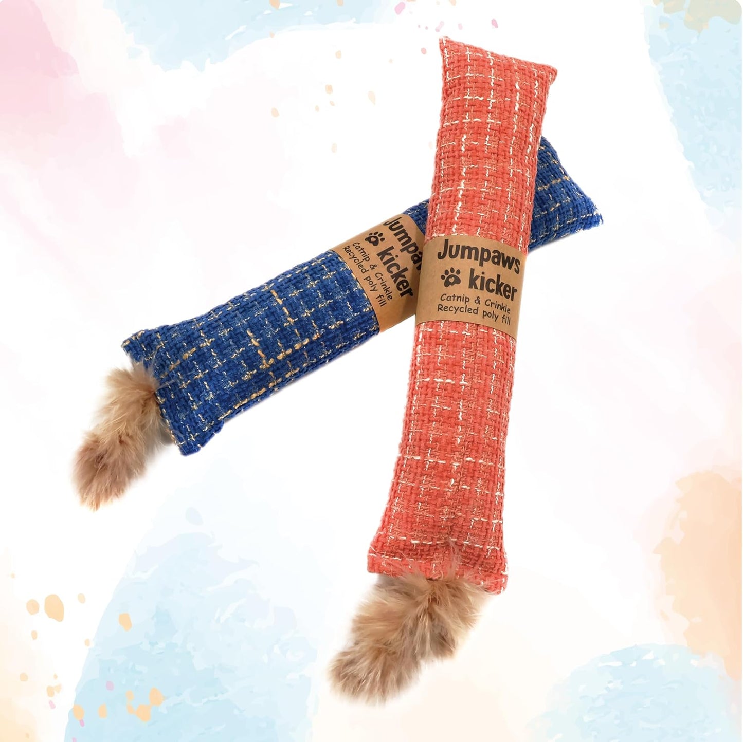 2 Pack Natural Interactive Catnip Cat Kicker Toys, Bite Resistant Chew Toy, Accessories for Indoor Cat (Twill Weave)