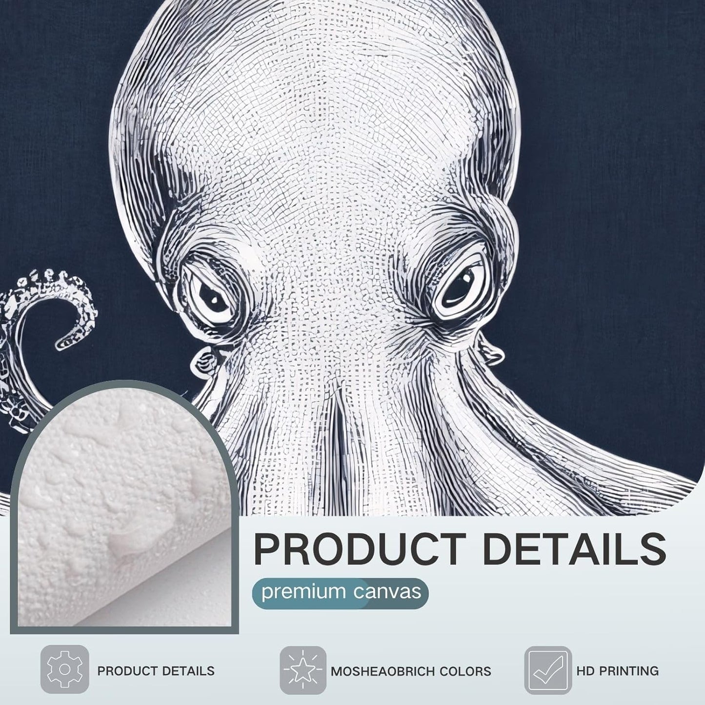 Octopus Wall Decor, Octopus Canvas Wall Art, Ocean Wall Decor,Sea Animal Canvas to Paint for Bathroom, Living Room, Bedroom (16" x 24" x 3 pcs)