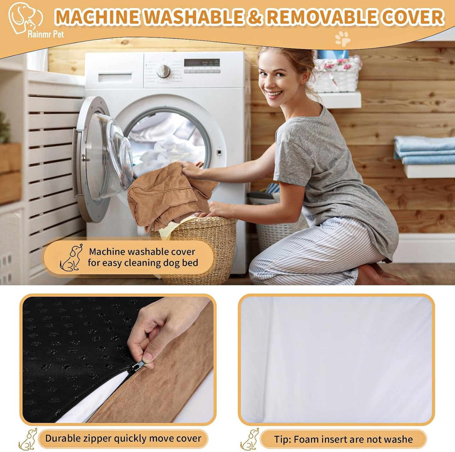 Large Orthopedic Dog Bed, 7" Memory Foam with Waterproof Liner, Chew Resistant Microsuede Cover, Removable and Washable, for Indoor, Outdoor, and Car Use, Nonskid Base, 60"x48" XXL Khaki