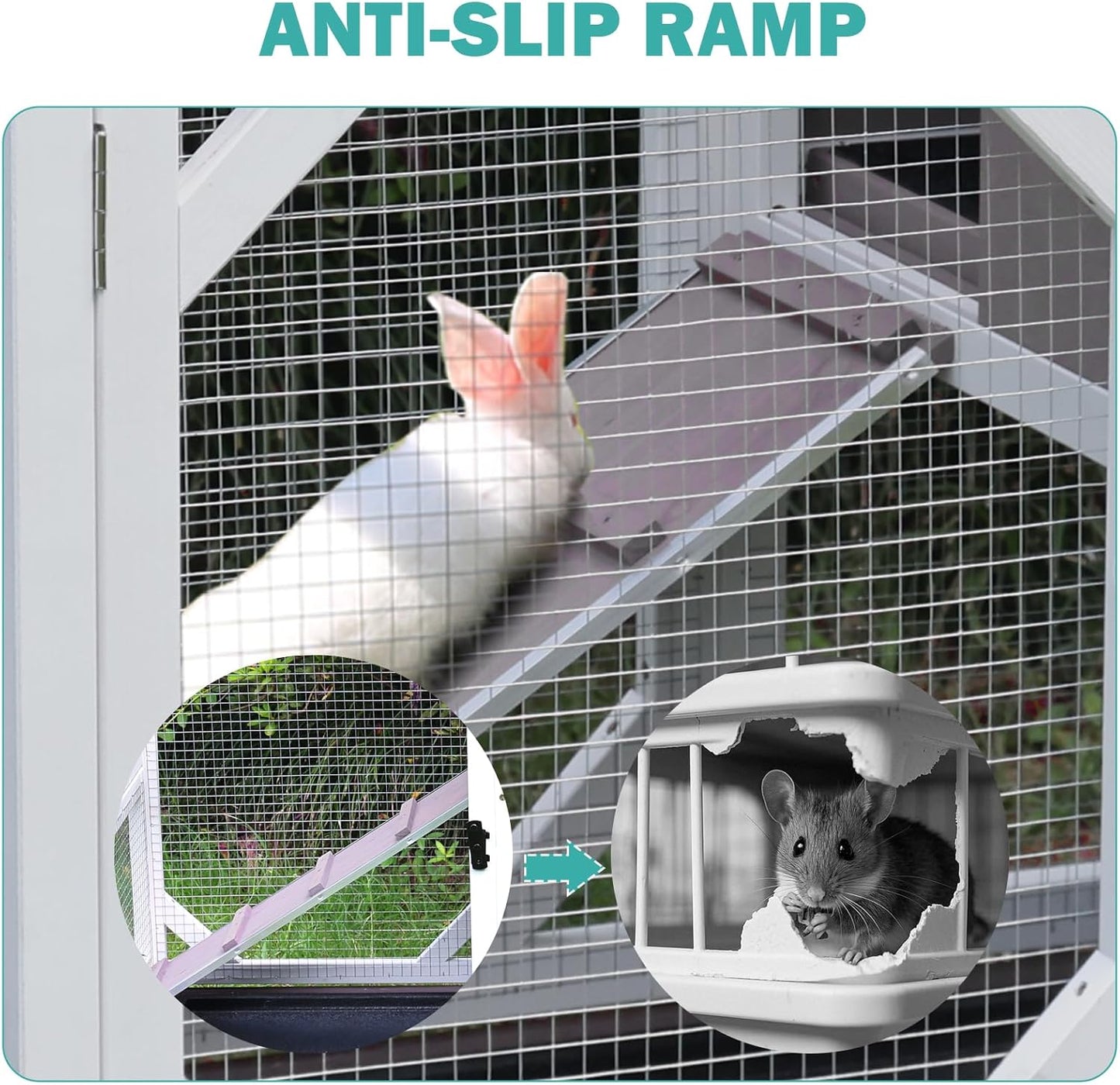 Rabbit Hutch Indoor for 2-4 Rabbits & Guinea Pigs,Bunny Cage with Slide-Out Plastic Trays,Wooden Small Animal Cage for Rabbits, Bunnies, and Guinea Pigs