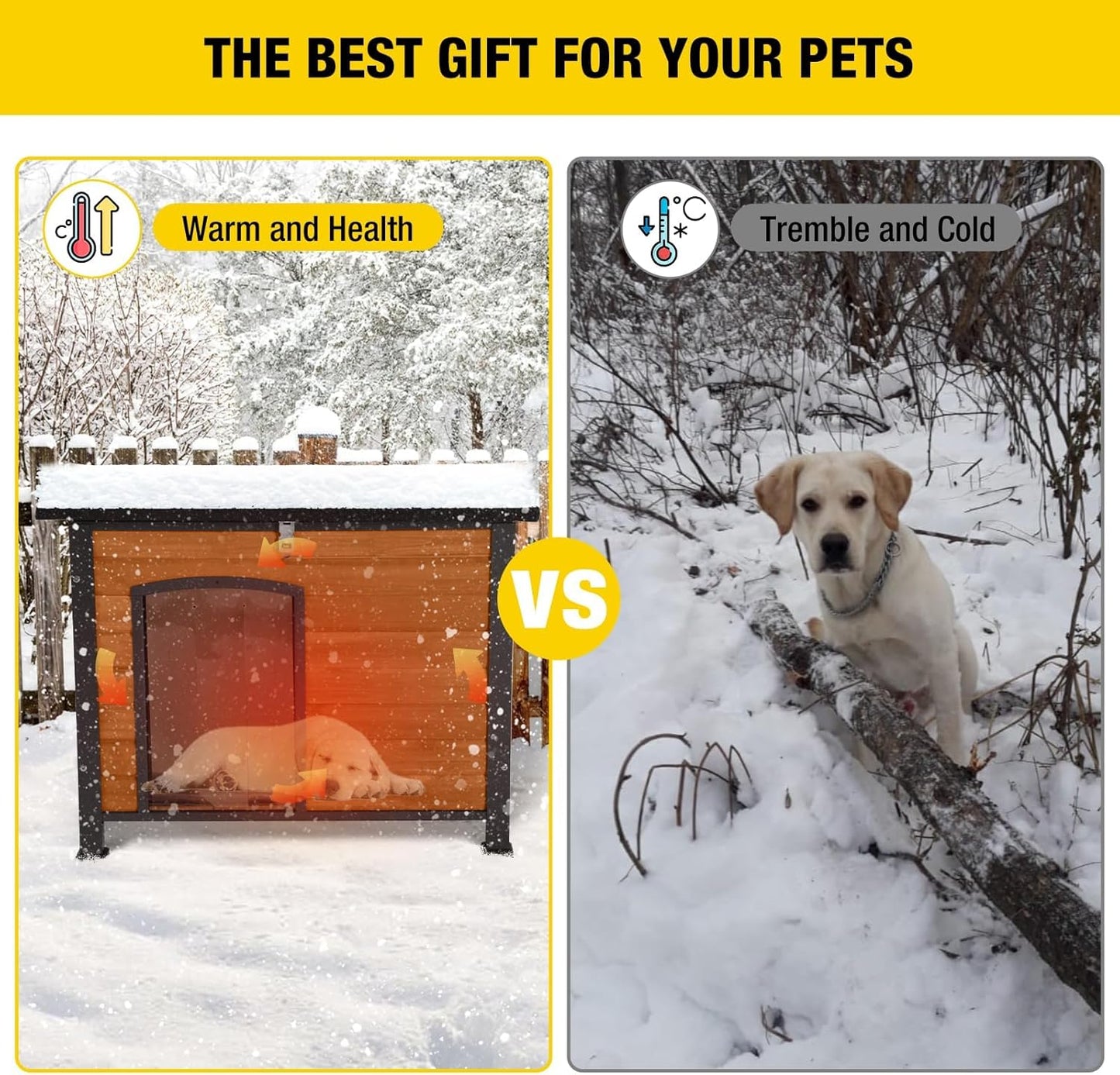 Aivituvin Outdoor Dog House with Insulated Liner Waterproof Dog Kennel for Winter Cat House for Small & Medium & Large Dogs,Cats,Unique All-Around Iron Frame