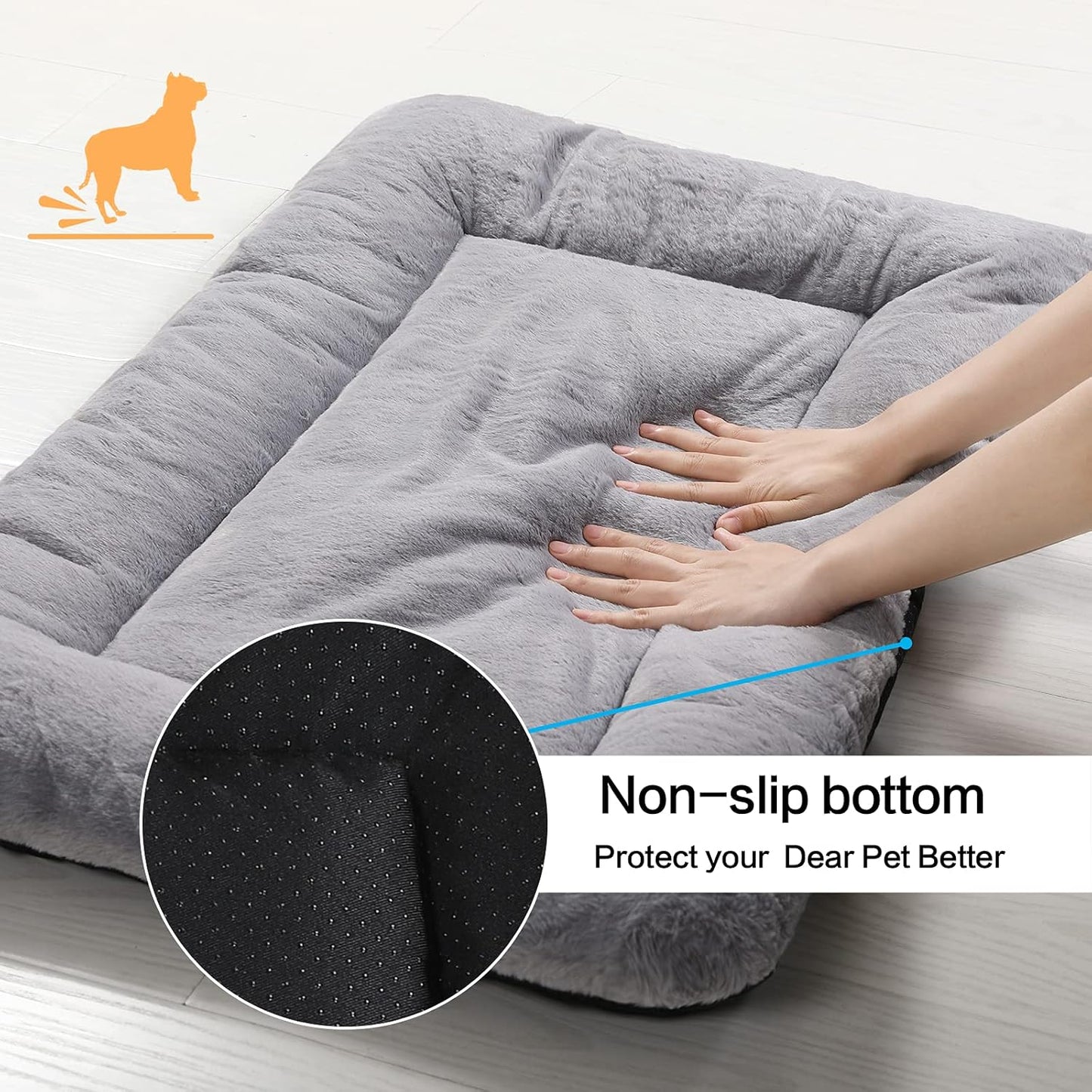 Dog Beds Crate Pad for Medium Dogs Fit Metal Dog Kennel,Ultra Soft Puppy Bed Washable & Anti-Slip Kennel Pad for Dogs Cozy Sleeping Mat,Gray 30inch
