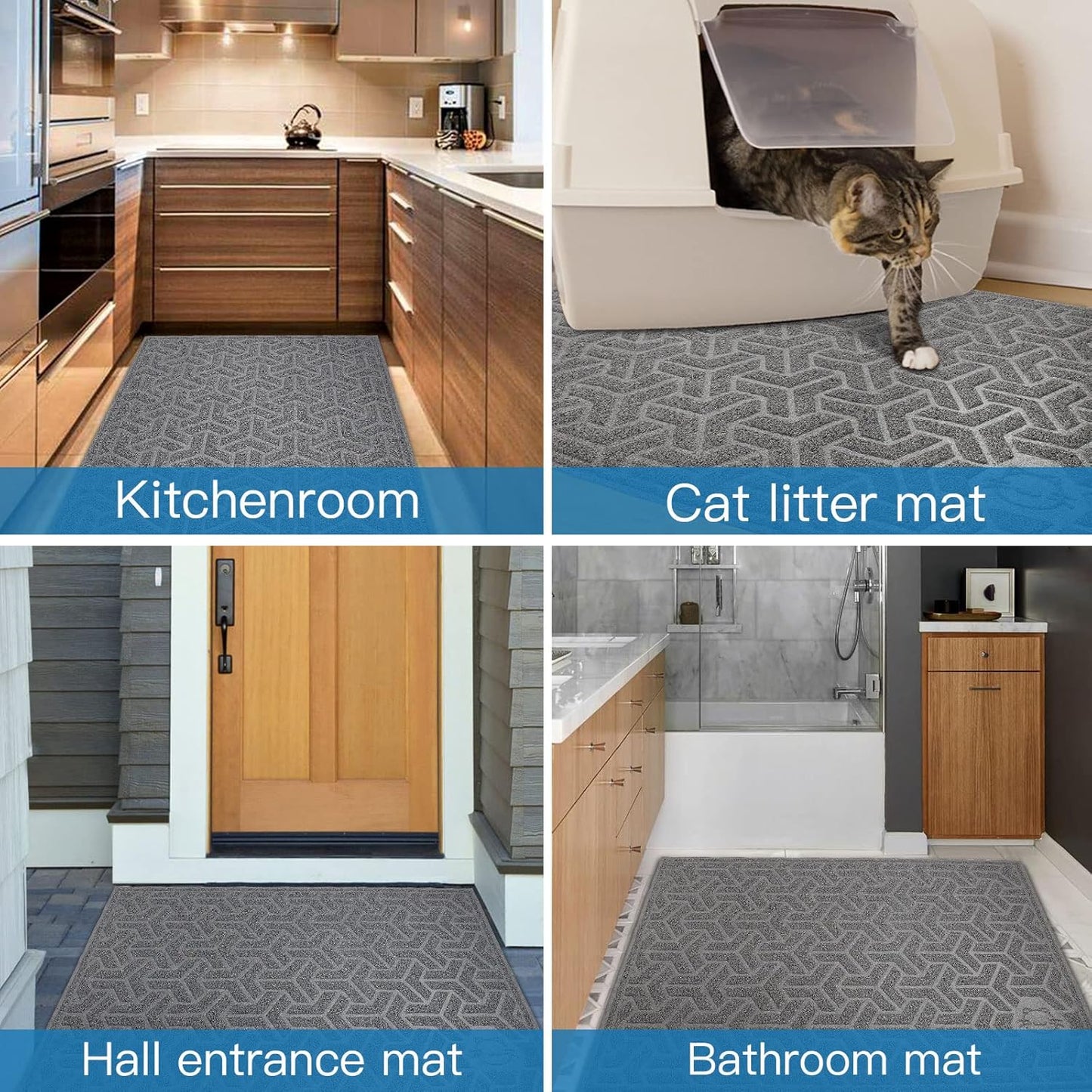 UPSKY Cat Litter Mat, XL Litter Trapping Mat Soft on Kitty Paws, Large Litter Box Mat 35" x 47" Scatter Control for Indoor Cats Waterproof and Extra Large Pretty Litters Carpet