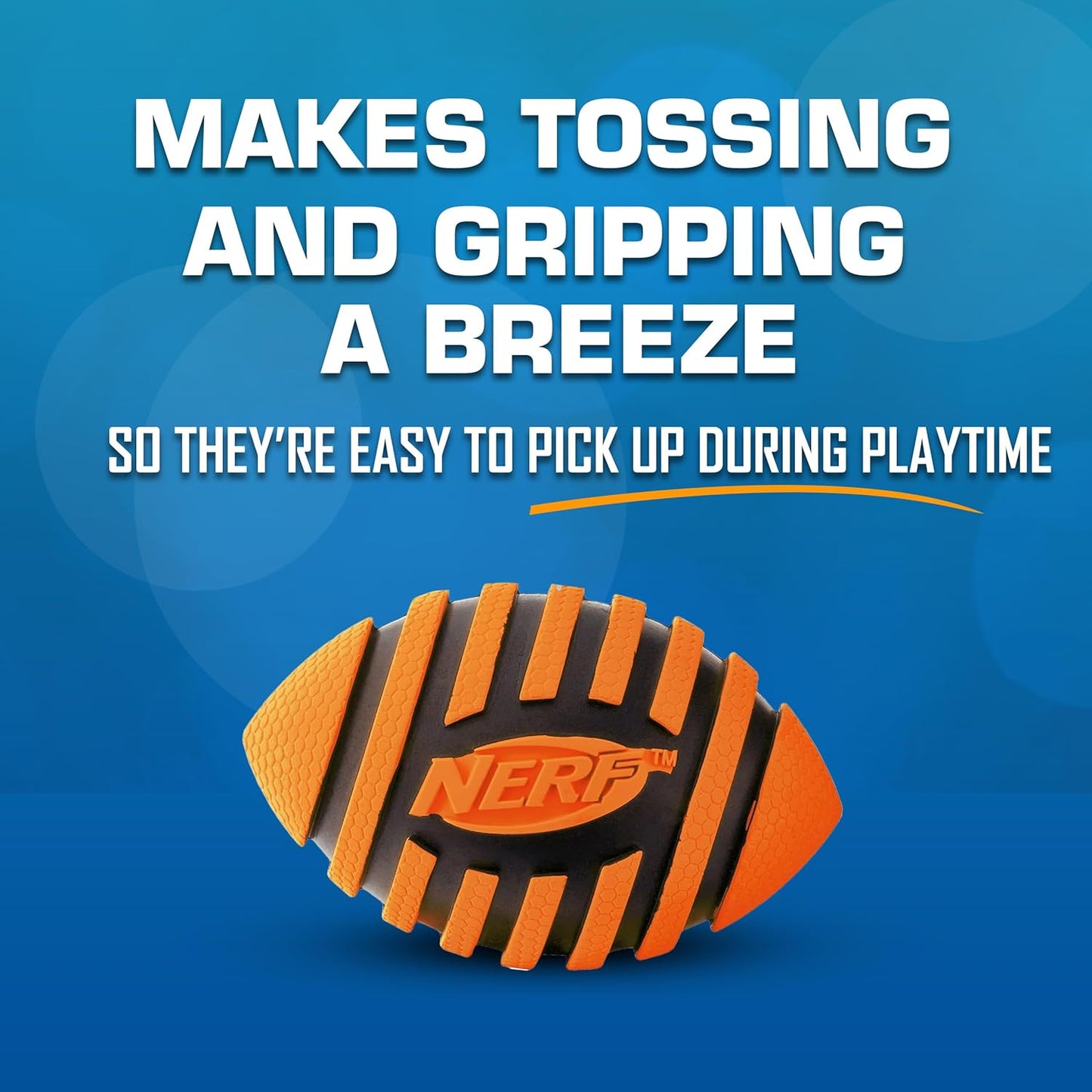 Nerf Dog Spiral Squeak Football Outdoor Dog Toy, 5 Inch Dog Football Squeaking Toy for Medium and Large Breeds, Orange