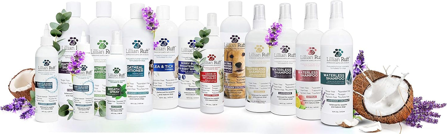 Lillian Ruff Calming Oatmeal Pet Shampoo & Conditioner for Dry Skin & Itch Relief with Aloe & Hydrating Essential Oils - Replenish Moisture & Deodorize - Dog Shampoo & Conditioner for Sensitive Skin