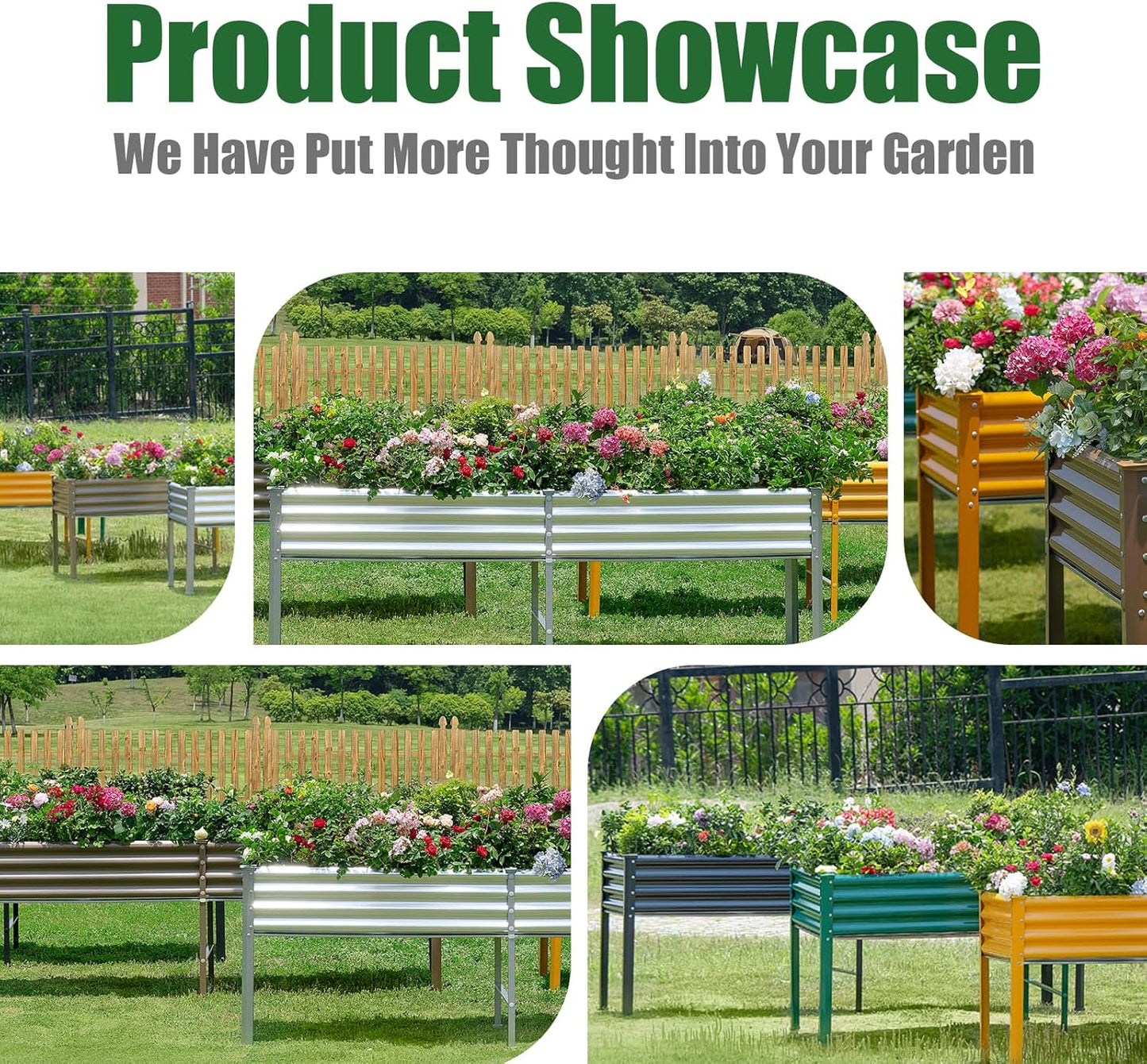 Land Guard Galvanized Raised Garden Bed with Legs, 96×24×32in Raised Garden Beds Outdoor with Drainage Holes, Planter Boxes Outdoor for Backyard, Patio, Balcony, 800lb Capacity, Green