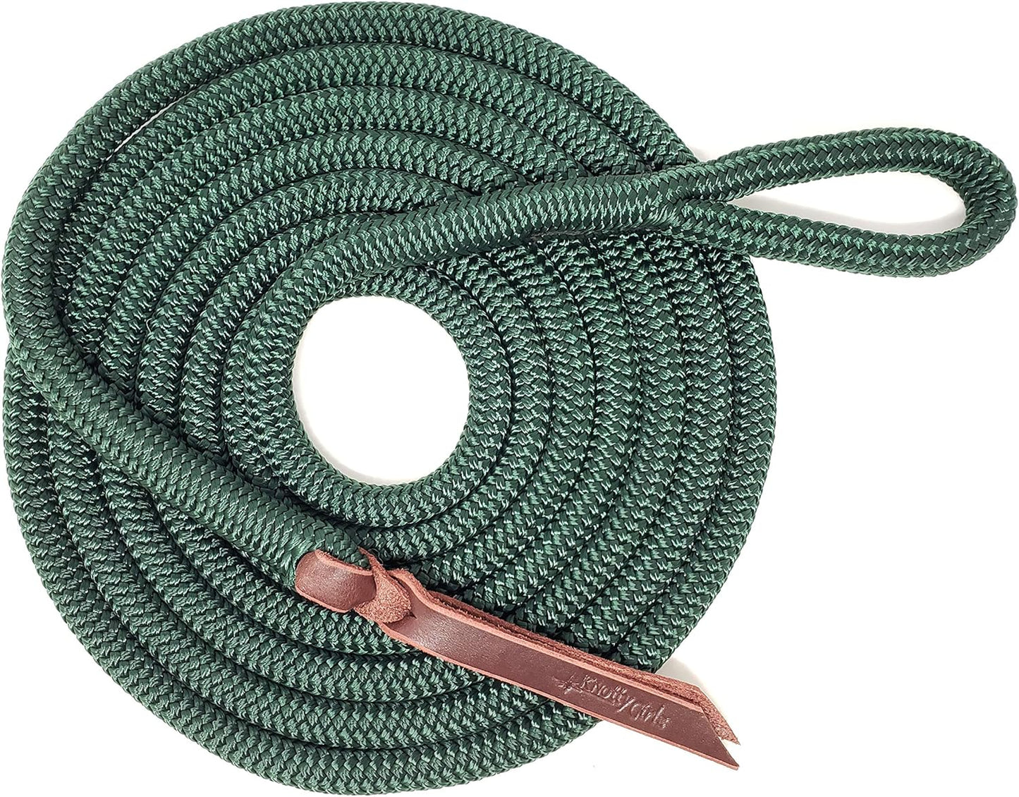 Double Braid Lead Rope with Eye Splice Loop, 12-14FT Lengths (Hunter Green, 14 ft.)