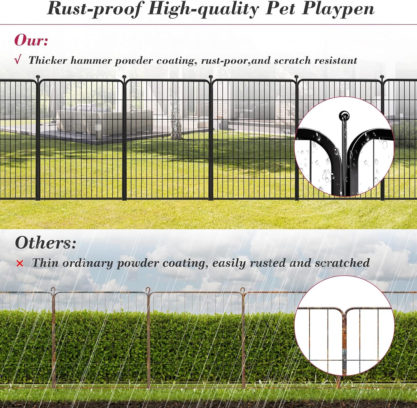 Dog Playpen 40 inch 36 Panels Indoor Outdoor Dog Pen for Large/Medium/Small Dogs Heavy Duty Metal Dog Fence Outdoor for Yard, Puppy Playpen with Door Portable Pet Fence for RV Camping Yard